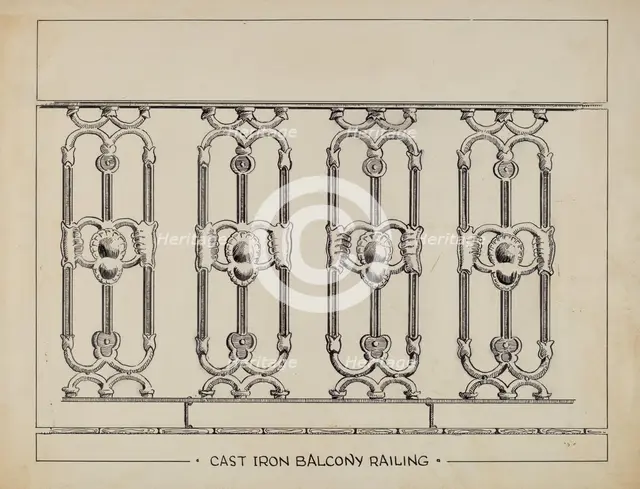 Cast Iron Window Balcony, c. 1936. Creator: Al Curry.