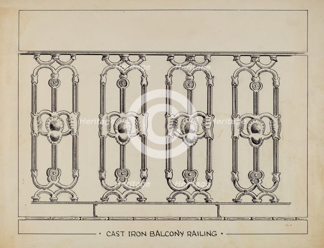 Cast Iron Window Balcony, c. 1936. Creator: Al Curry.