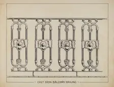Cast Iron Window Balcony, c. 1936. Creator: Al Curry