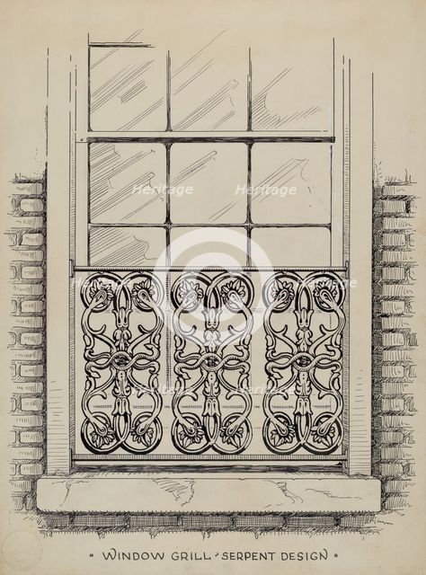 Cast Iron Window Grill, c. 1936. Creator: Thomas Byrne.