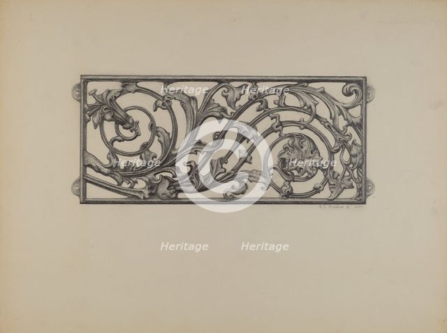 Cast Iron Window Grille, 1937. Creator: Austin L. Davison.
