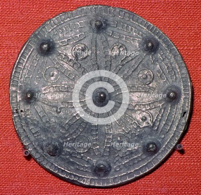 Cast lead-alloy disc brooch. Artist: Unknown
