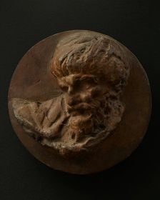 Cast of the head of a Dacian man looking down and to his right. Creator: Unknown