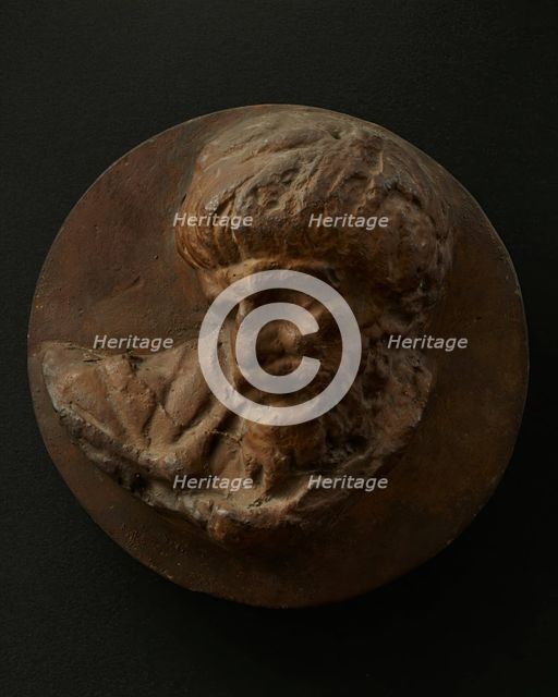 Cast of the head of a Dacian man looking down and to his right. Creator: Unknown.
