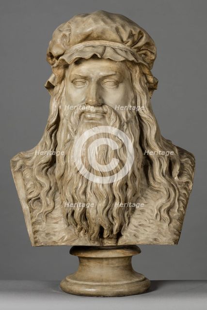 Cast of a bust of Leonardo da Vinci, c1860. Creator: Unknown.