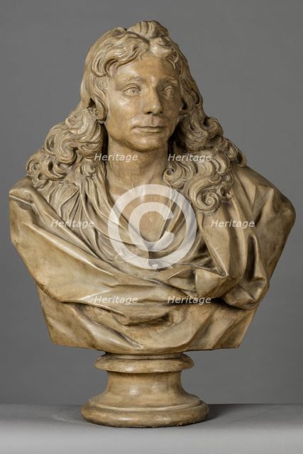 Cast of a bust of Sir Christopher Wren, 1673. Creator: Unknown.