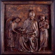 Cast of a bronze panel depicting St Augustine with two angels...Duomo, Florence), 19th century? Creator: Unknown