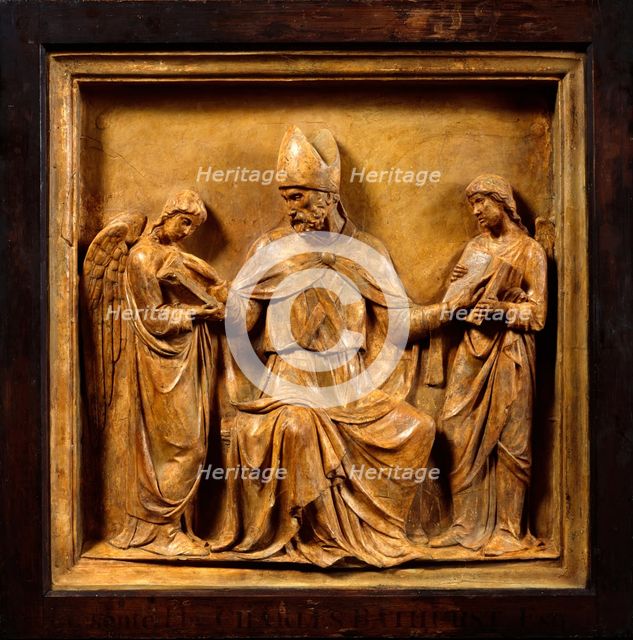 Cast of a bronze relief depicting St Augustine...Duomo, Florence, 19th century? Creator: Unknown.