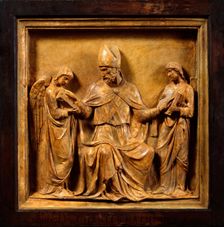 Cast of a bronze relief depicting St Augustine...Duomo, Florence, 19th century? Creator: Unknown