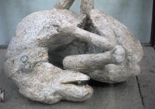 Cast of a chained dog from Pompeii, 1st century. Creator: Unknown