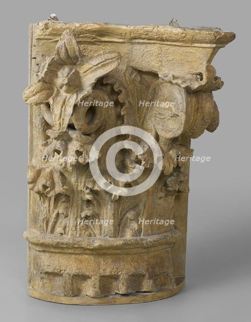 Cast of a Corinthian capital with top of fluted column, late 18th century-early 19th century. Creator: Unknown.