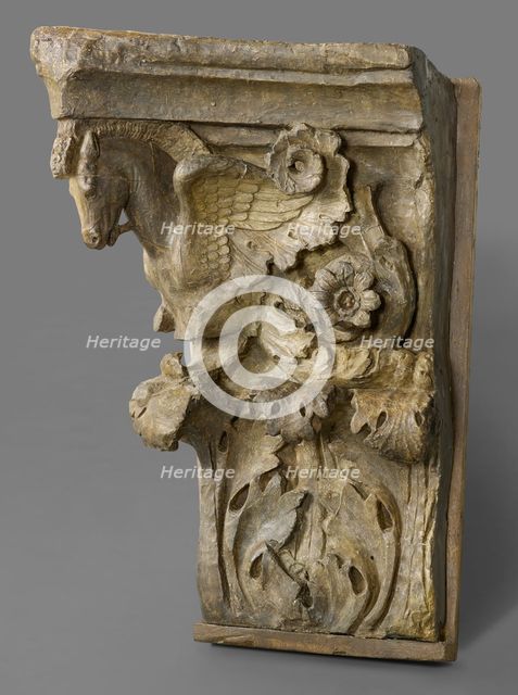 Cast of a Corinthian pilaster capital with Pegasus volutes..., late 18th century/early 19th century. Creator: Unknown.