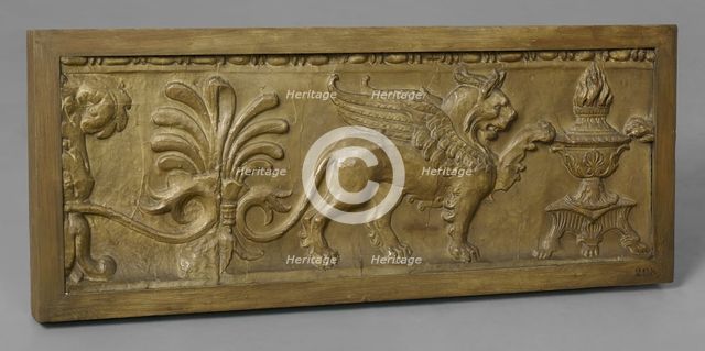 Cast of a fragment of a frieze depicting a Griffin and Candelabrum, late 18th cent-(early 19th cent? Creator: Unknown.