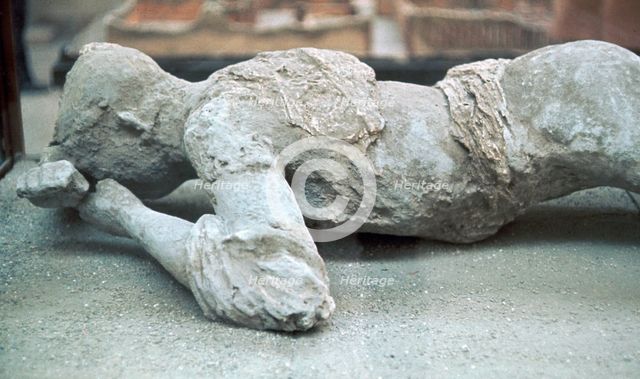 Cast of a victim of the eruption of Vesuvius, 1st century. Creator: Unknown.