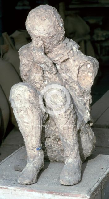 Cast of a victim of the eruption of Vesuvius, 1st century. Creator: Unknown.