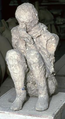 Cast of a victim of the eruption of Vesuvius, 1st century. Creator: Unknown