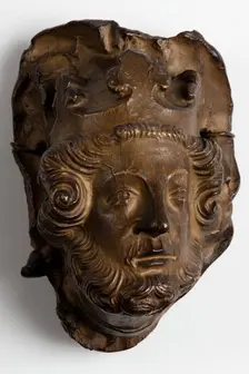 Cast of bearded male head with crown, possibly from Lichfield Cathedral. Creator: Unknown
