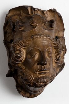 Cast of bearded male head with crown, possibly from Lichfield Cathedral. Creator: Unknown