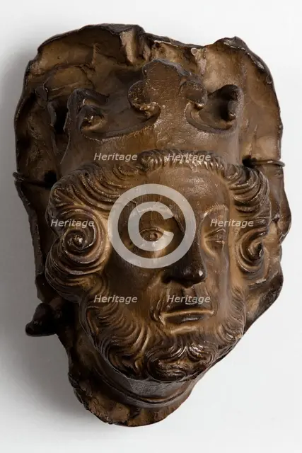 Cast of bearded male head with crown, possibly from Lichfield Cathedral. Creator: Unknown.