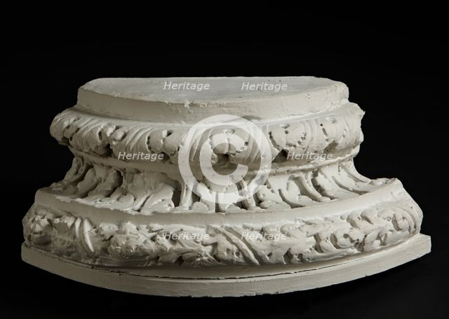 Cast of column base decorated with deeply drilled leaves. Creator: Unknown.