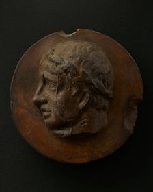 Cast of clean-shaven Roman man wearing a wreath. Creator: Unknown
