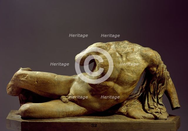 Cast of Figure A (Ilissos?) from west pediment of Parthenon, (1816?). Creator: Unknown.