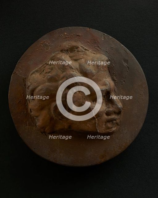 Cast of head of man with hair that springs off brow in thick tufts. Creator: Unknown.