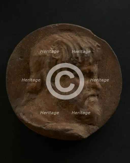 Cast of head of bearded Dacian in cloak. Creator: Unknown.