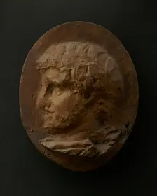 Cast of head of bearded Roman official wearing cloak. Creator: Unknown