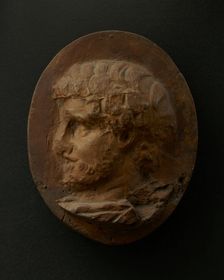 Cast of head of bearded Roman official wearing cloak. Creator: Unknown
