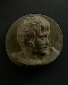 Cast of head of clean-shaven Roman legionary without helmet. Creator: Unknown