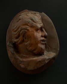 Cast of head of Dacian man with swept back hair. Creator: Unknown