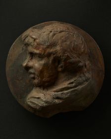 Cast of head of Roman man wearing wreath. Creator: Unknown