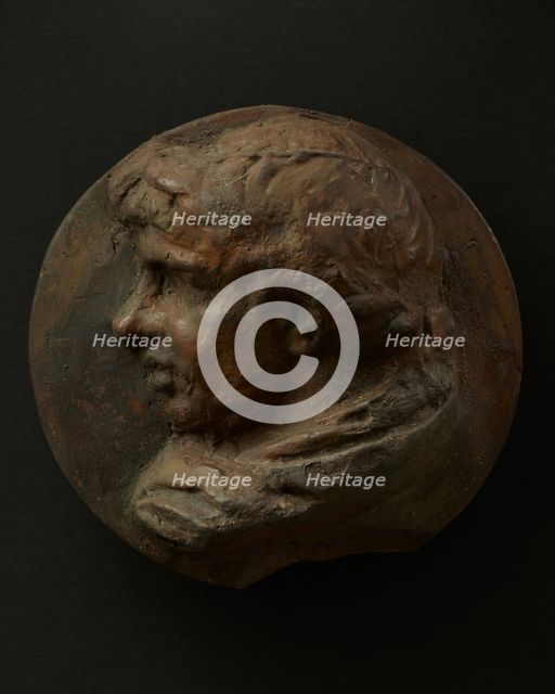 Cast of head of Roman man wearing wreath. Creator: Unknown.