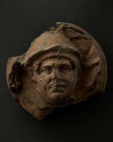 Cast of head of Roman auxiliary facing forward. Creator: Unknown