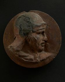 Cast of head of Roman soldier with left arm raised and engaged expression. Creator: Unknown