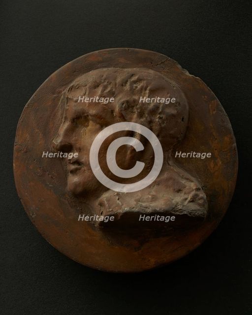 Cast of head of young, clean-shaven Roman. Creator: Unknown.