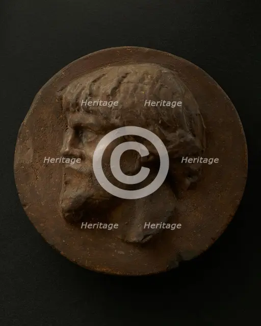 Cast of left profile of Dacian man with full hair and beard. Creator: Unknown.