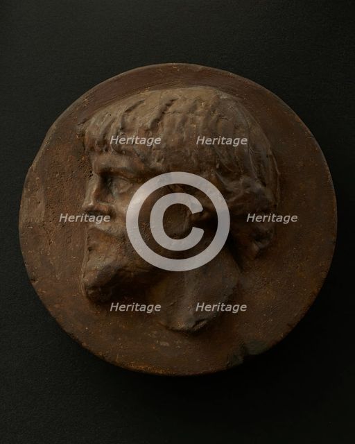 Cast of left profile of Dacian man with full hair and beard. Creator: Unknown.