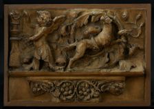 Cast of lost frieze (?) from Aula Regia mounted over cast of scrolls and flowers. Creator: Unknown