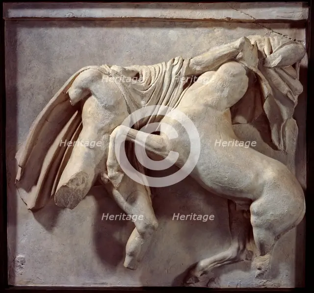Cast of lunging Lapith and rearing centaur from Parthenon..., c447-438 BC, (c1820s). Creator: Unknown.