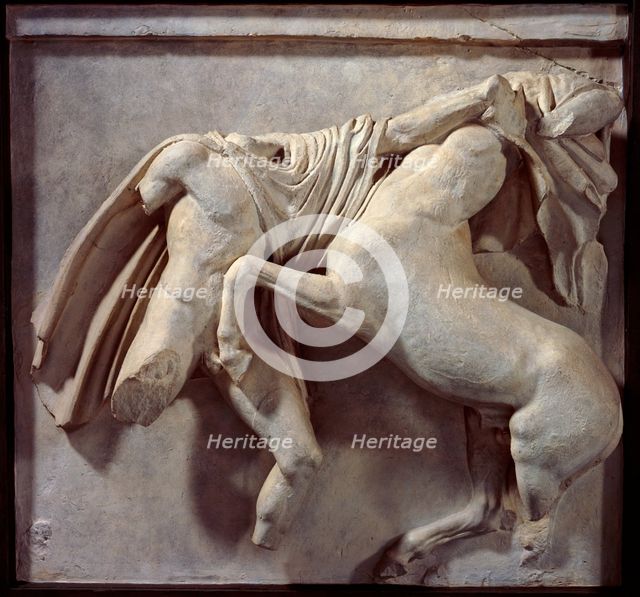 Cast of lunging Lapith and rearing centaur from Parthenon..., c447-438 BC, (c1820s). Creator: Unknown.