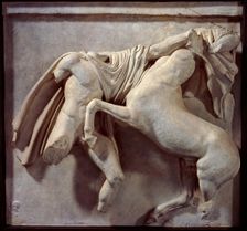 Cast of lunging Lapith and rearing centaur from Parthenon..., c447-438 BC, (c1820s). Creator: Unknown