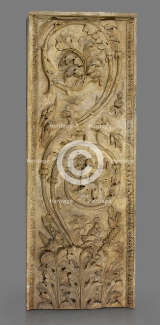 Cast of monumental pilaster fragment with acanthus, scrolls, and birds, late 18th century. Creator: Unknown.