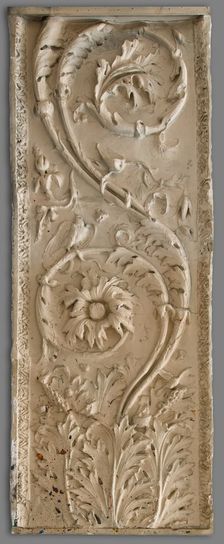Cast of monumental pilaster fragment with acanthus, scrolls, and eagle, late 18th century. Creator: Unknown