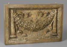 Cast of panel with oak-leaf garland between candelabra, late 18th century-early 19th century. Creator: Unknown