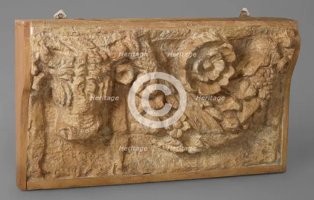 Cast of part of frieze showing a bucranium, garland, and rosette, late 18th-early 19th century. Creator: Unknown.
