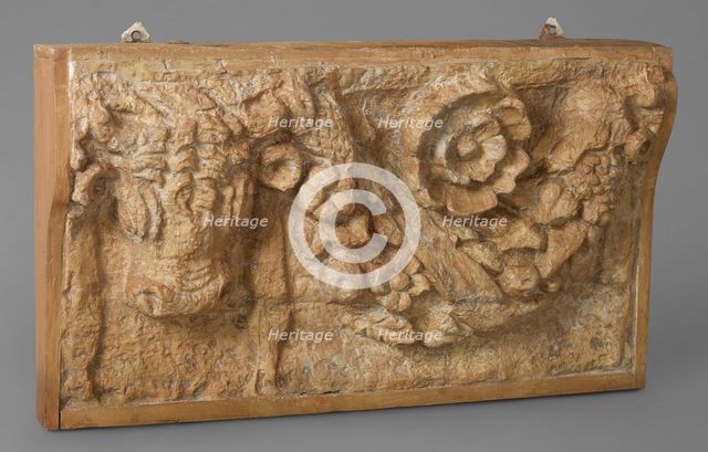Cast of part of frieze showing a bucranium, garland, and rosette, late 18th-early 19th century. Creator: Unknown.