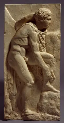 Cast of sandal-binder from West frieze (figure 29 of Slab XV), c442-438 BC, (early 19th century). Creator: Unknown
