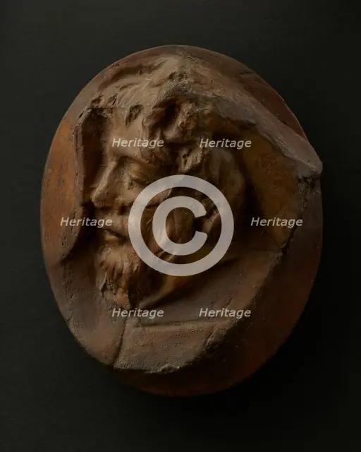 Cast of severed Dacian head held by a right hand.  Creator: Unknown.